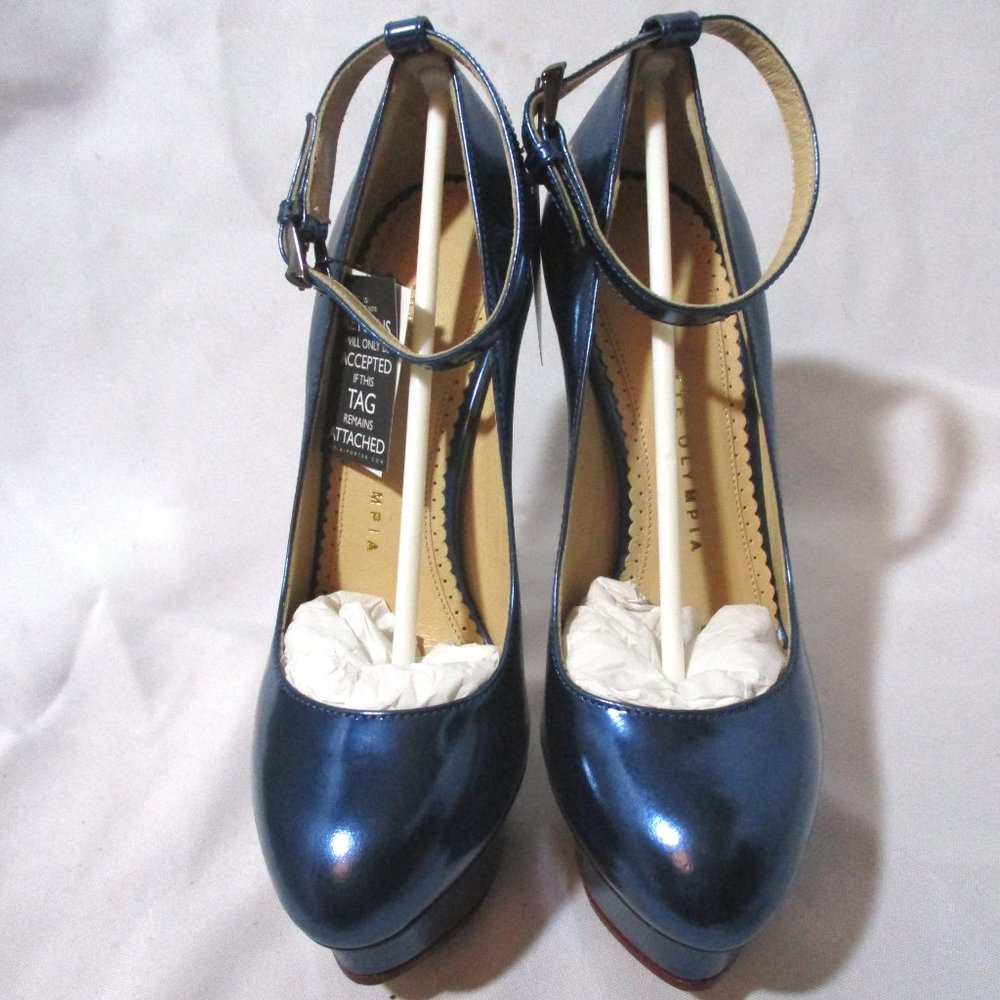 NEW CHARLOTTE OLYMPIA DOLORES High HEEL Pump Shoe Platform NWT ELECTRIC BLUE - Picture 4 of 9